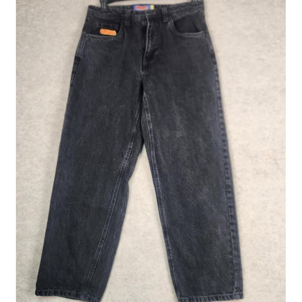 Y2K Empire Bubble Logo Jeans Men's 30/27 Black Gray Loose Fit Skate